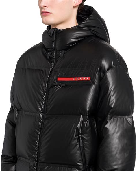 men prada down jacket|Prada coat men's puffer.